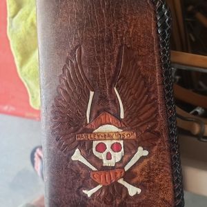 Harley-Davidson, Brown leather, hand made sunglasses case/sleeve only